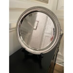 Vintage Irvinware Chrome‑Plated Tray – Etched Center, Twisted Rim